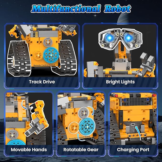 Robot Building Kit Toys for Boys Age 8-12 with 700 Pcs, 3 in 1 Robotics Excavator Garbage Truck with App & Remote Control, Coding Robot Building Set, Birthday Gifts for 8-14 Years Old Boys