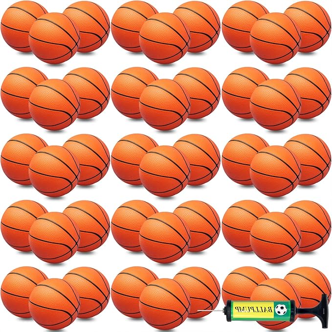 40Pcs 5" Inch Mini Basketball Balls Bulk Small Basketball Set with Pump, PVC Small Basketballs for Over The Door Hoop Games Party Favors Indoor Outdoor Play Adults Kids Pool Beach