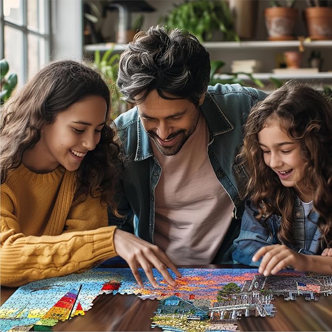 White Mountain 1000 Piece Jigsaw Puzzle Scenic Ocean Lighthouse Puzzles with Large Pieces Gift for Adults and Family 24"x30"- Summer Holiday