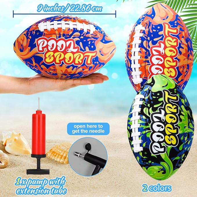 2 Pieces Water Football for Kids 9 Inch Swimming Pool Waterproof Outdoor Beach Football Pool Game for Kids Teens Adults