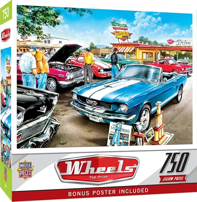 MasterPieces 750 Piece Jigsaw Puzzle, Top Prize, 18"x24", Bold Graphics, Educational Puzzle, Automotive Theme, for Adults & Kids Ages 14+