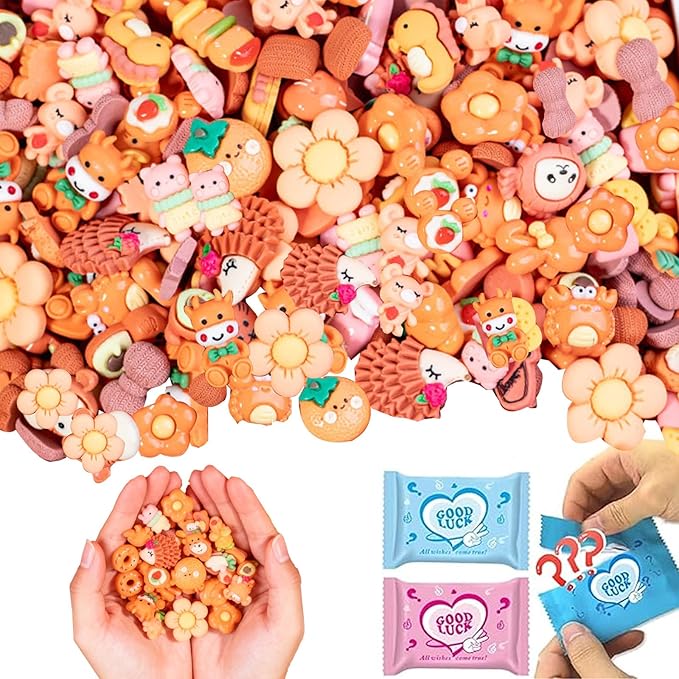 Orange Series 50pcs Mystery Mini Resin Blind Bags – Cute Tiny Figurines for Crafts, DIY Decor, Dollhouse Scenes, Party Favors, Kids’ Surprise Toys