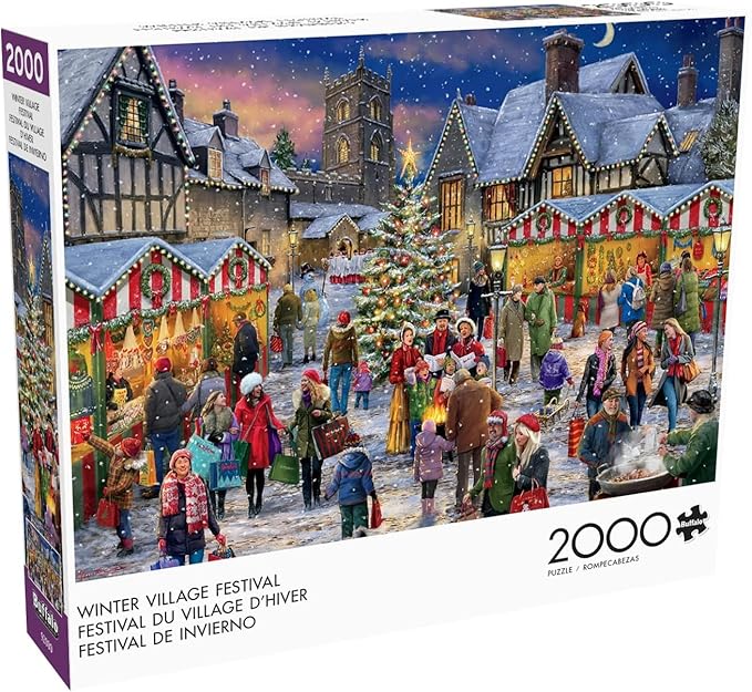 Buffalo Games – Winter Village Festival - 2000 Piece Jigsaw Puzzle - Colorful, Christmas Puzzles for Adults – Precision-Cut Pieces, Festive Artwork, and Hours of Winter Fun