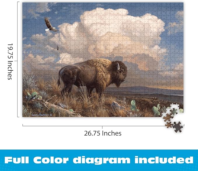 Buffalo Games – Hautman Brothers Majestic Bison 1000 Piece Jigsaw Puzzle for Adults, Western Wildlife Landscape
