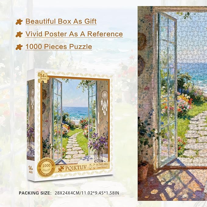 Jigsaw Puzzles 1000 Pieces for Adults Letters on Back Nature Landscape Puzzle Wall Decor Impossible Puzzle Gift for Valentine Friends Parents(27.56x19.7 Inch)