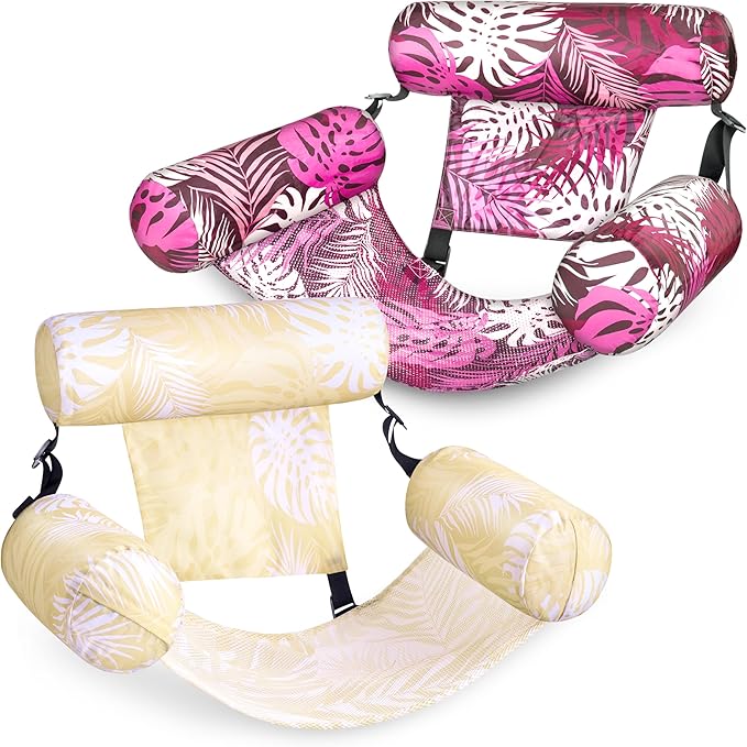 SLOOSH Inflatable Pool Floats Adult,2 Packs Floating Lounge Chairs,Blow up Pool Noodles for Adult Heavy Duty,Floating Chair for Party Summer Water Beach Lake Fun