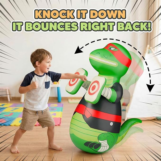 iPlay, iLearn Inflatable Punching Bag for Kids, Toddler 49" Blow up Boxing Bop Bag Toys, Training Bopper W/Ball Toss Game, Indoor Outdoor Fun Sports Activiy, Birthday Gift 3 4 5 6 7 8-12 Yr Child Boy