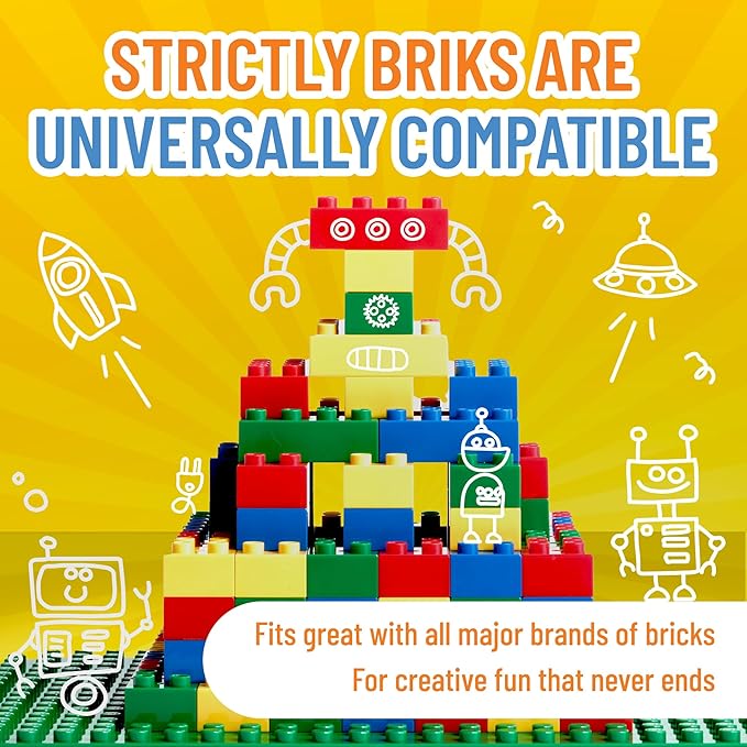 Strictly Briks Toy Building Set - Toddler Toy for Creative Play - Educational Building Blocks for Fine Motor Skills - Interlocking Design Compatible with Lego - 204 Pieces, Basic Colors