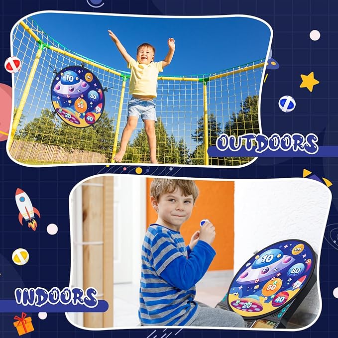 29" Trampoline Dart Board Game Accessories, Trampoline Toss Game Dartboard with 20 Sticky Balls, Indoor & Outdoor, Sport Fun Party Play Toys for Birthday Gifts