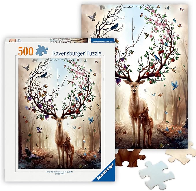 Ravensburger - Magical Deer - 500 Piece Jigsaw Puzzle - Stunning, Vivid Imagery of a Mythical Deer - Bold Colors - Mysterious Scene - Ideal Gift - Frameable Art - Screen-Free Fun - Puzzles for Adults