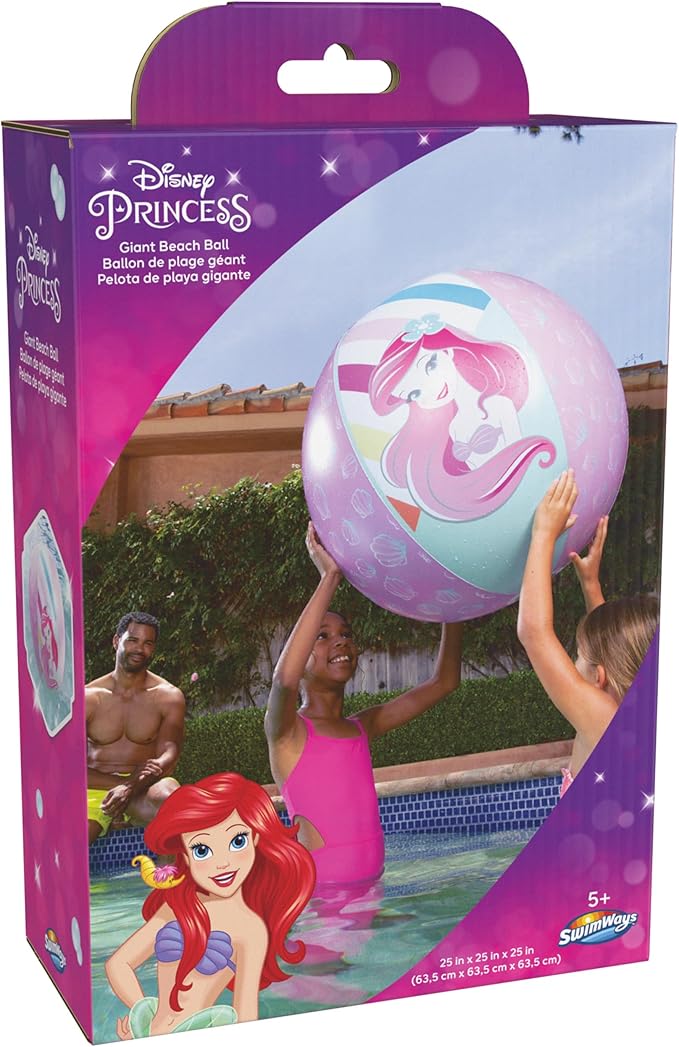 Swimways Disney Princess Ariel Giant Beach Ball, Kids Beach Toys & Pool Accessories, Little Mermaid Toys for Kids Aged 5 & Up