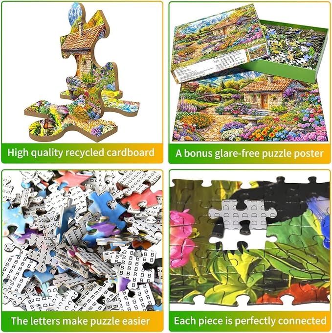 HUADADA 1000 Piece Puzzles for Adults - Colorful Flower House in The Mountains -Vibrant Views- Jigsaw Puzzles for Adults 1000 Piece Educational Games Colorful Puzzles for Home Decoration