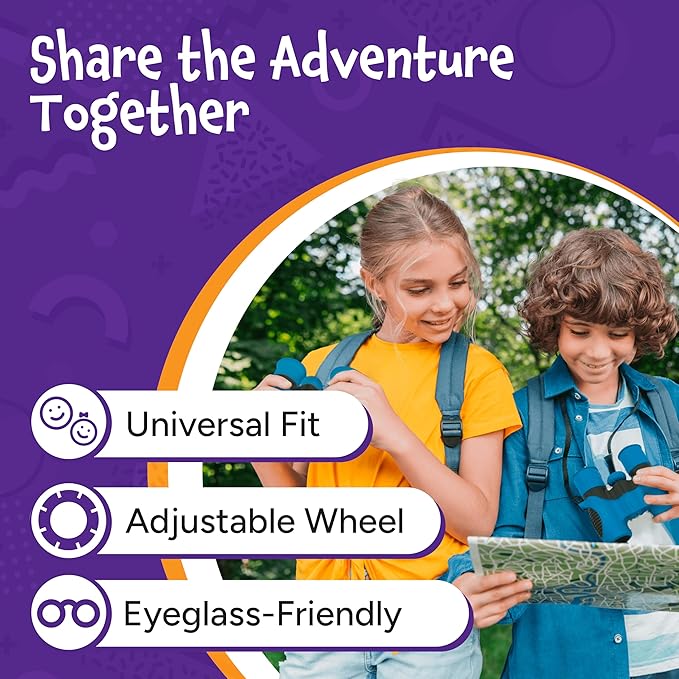 Think Peak Purple Binoculars Science Toy for Kids Ages 3-12 Years - Real Compact Outdoor Adventure & STEM Educational Nature Hiking Explorer for Bird Watching, Camping Children’s Birthday Gift