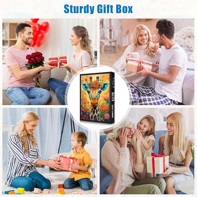 1000 Piece Jigsaw Puzzle for Adults, Vibrant Giraffe Animal Pattern, Back with Letters, Ideal for Home Decor & Puzzle Lover Gifts