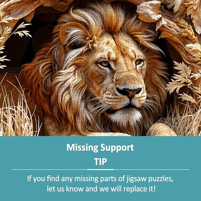 Fall Lion Puzzles for Adults 1000 Pieces, Jigsaw Puzzles 1000 Pieces for Adults, Fun Puzzles with Letters On Back, Challenging Game Toys, Family Decoration Puzzle (26.5 * 26.5in)