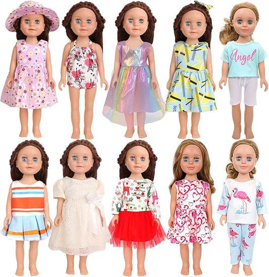 10 Sets of 18 Inch American Doll Clothes, Including 10 of Doll Clothing Dress Outfits for Gift Dolls, Birthday Gifts for Kids