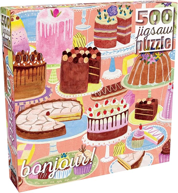 Buffalo Games - Jenny Miriam - Bonjour - Cakes Galore! - 500 Piece Jigsaw Puzzle for Adults - Challenging Puzzle Perfect for Game Nights - Finished Size is 21.25 x 15.00