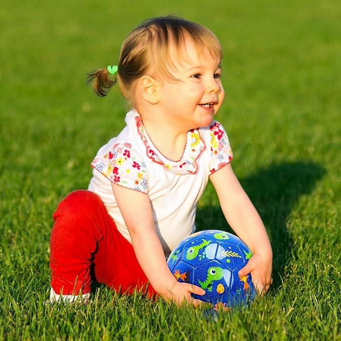 U&C Planet Soccer Ball Size 2 Size 3 Size 4 for Toddler Kids with Pump Deflated, Cartoon Unicorn Dinosaur Soccer Ball Toy for Girls Boys 1-3 2-8 6-12