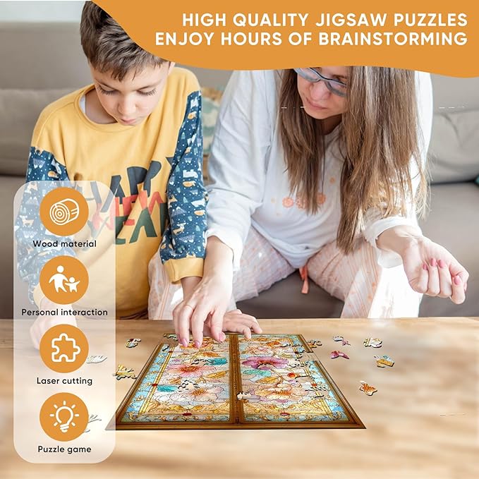 Pikoqunc Wooden Puzzles for Adults,500 Pieces 17.8x12.4 Inches,Vintage Floral Gate Laser-Cut Jigsaw with Premium Smooth Finish,Relaxing Art Puzzle and Elegant Wall Décor Gift for Friends and Family
