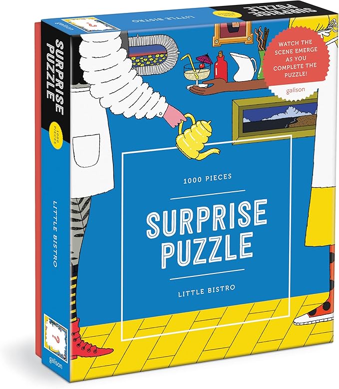 Galison Little Bistro – 1000 Piece Surprise Puzzle Fun and Challenging Activity with Bright and Bold Artwork of A Bistro Scene Revealed for Adults and Families