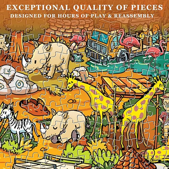 Jigsaw Puzzles for Adults, 2 Pack 1000 Pieces Pirate Park Animal Paradise Puzzle, Cartoon Painting Challenging Puzzles for Family Activity Game Nights Gifts Fidget Stress Relief