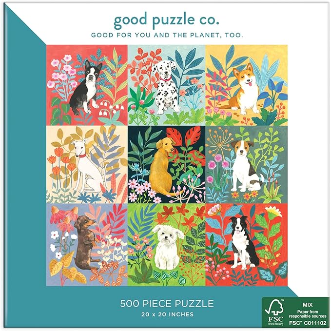 Good Puzzle Co, Dogs and Flowers 500 Piece Puzzle
