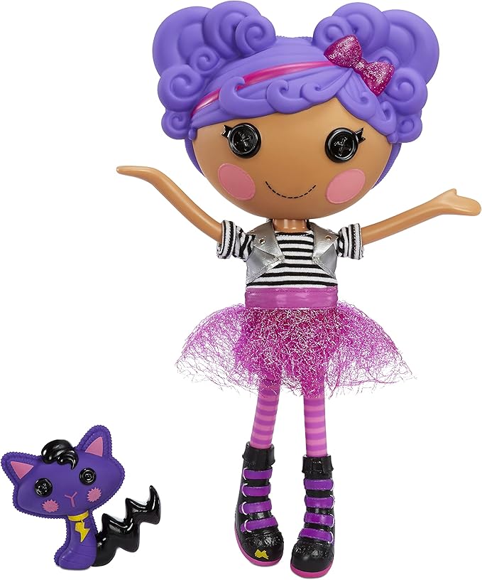 Lalaloopsy Doll- Storm E. Sky and Cool Cat, 13" Rocker Musician Doll with Purple Hair, Pink/Black Outfit & Accessories, Reusable House Playset- Gifts for Kids, Toys for Girls Ages 3 4 5+ to 103 Years