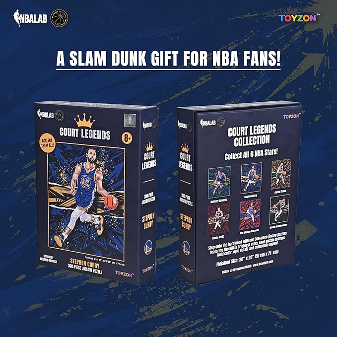 NBA Court Legends 300pc Stephen Curry Jigsaw Puzzle for Kids & Adults, Premium Basketball Puzzle Game, Family Activity, Collector Gift for NBA Fans, Game Room or Home Display