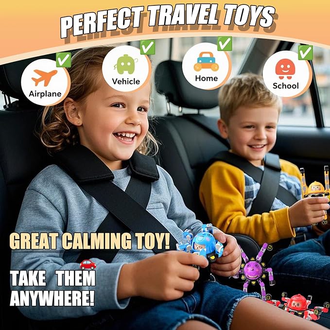 Easter Basket Stuffers Gifts For Kids Boys Girls 4Pcs Transformable Fidget Spinners Fidget Toys For Kids Teens Road Trip Travel Activities Essential Sensory Toys With Autism Adhd Party Favors