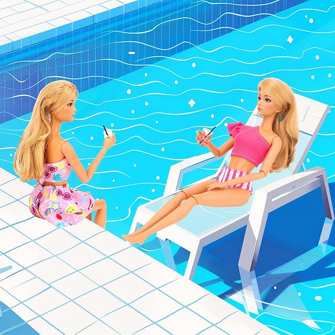 27 Pcs Doll Summer Doll Clothes & Accessories Including 5 Swimsuits 8 Pairs of Shoes Beach Chair Bonfire Swim Ring Summer Accessories for 11.5 Inch Girl Dolls Playset