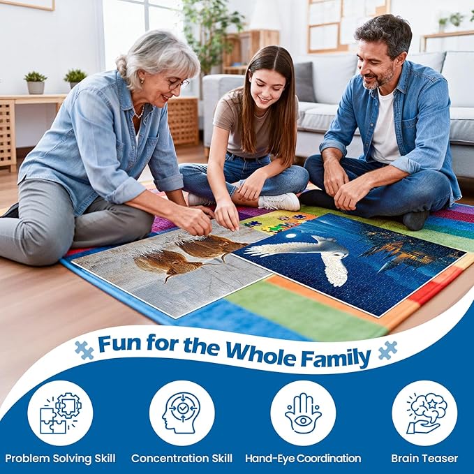 2 Pack 500 Pieces Puzzles for Adults,Yak Animal Jigsaw Puzzles 500 Pieces,Owl Castle Adult Puzzles for Adults 500 Pieces Puzzle with Letters on Back Colorful Challenging Puzzles Family Game Gift