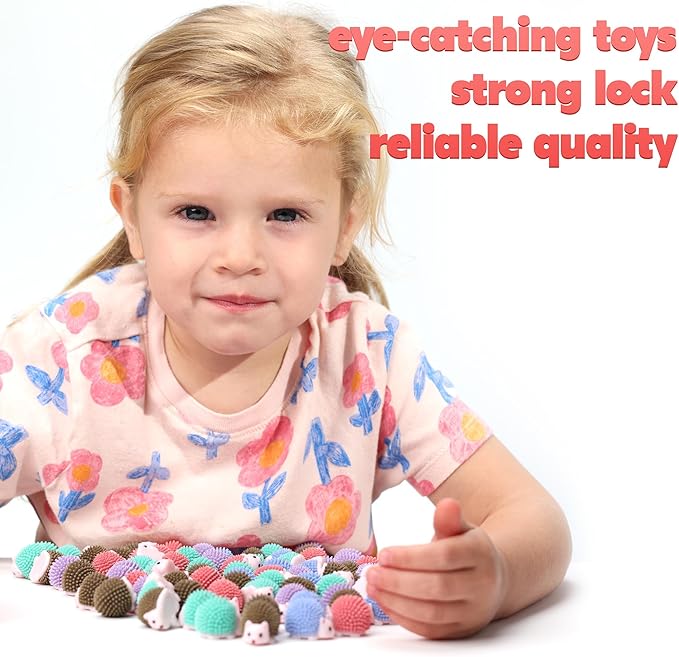 Entervending Hedgehog Mini Toys for Kids in Capsules - 50 Pcs of 1.1 Inch Plastic Capsule & Hedgehog Toy Figurines for Kids - Bulk Toys in Capsules - Easter Basket Stuffers