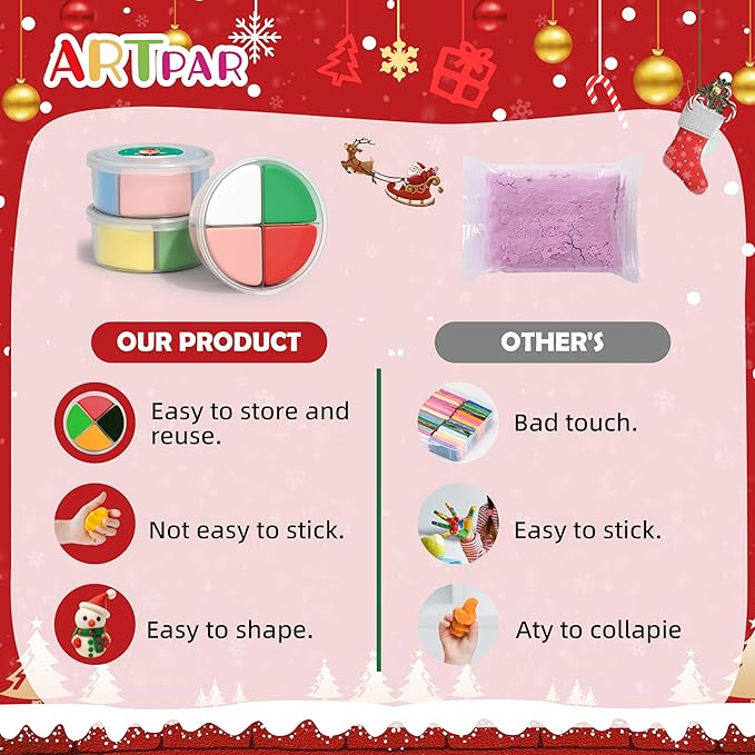 Air Dry Clay Kit for Kids,Christmas Crafts Supplies,12 Boxes Modeling Magic Clay Kit with Sculpting Tools Tutorials,Xmas Snowman Holiday Party Decor Gifts for Boys & Girls Age 3-12 Years