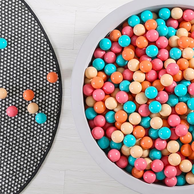 GOGOSO Ball Pit Balls for Toddler, Baby Plastic Playballs Kids Soft Pastel Pelotas Non-Toxic BPA-Free,Cream Pink+Orange+Green,100 Balls