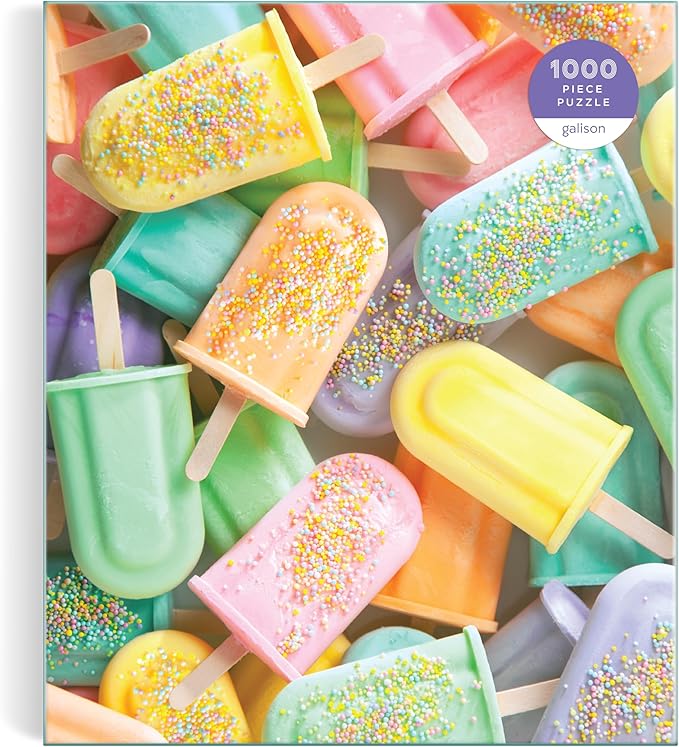 Galison ICY Treats – Julie Seabrook Ream 1000 Piece Puzzle Featuring A Pastel Collage of Frozen Treats Perfect for Summer