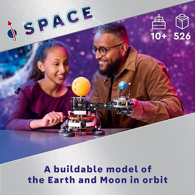 LEGO Technic Planet Earth and Moon in Orbit Building Set, Outer Space Birthday Gift for 10 Year Olds, Solar System Toy for Imaginative, Independent Play, Room Décor for Boys & Girls, 42179