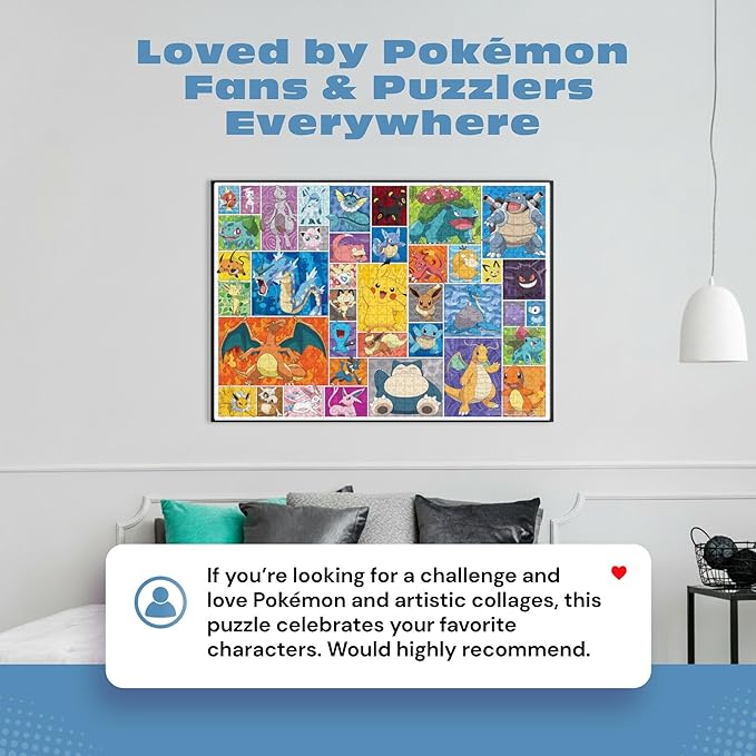 Buffalo Games - Pokemon - Frames - 1000 Piece Jigsaw Puzzle for Adults Challenging Puzzle Perfect for Game Nights - 1000 Piece Finished Size is 26.75 x 19.75, Large