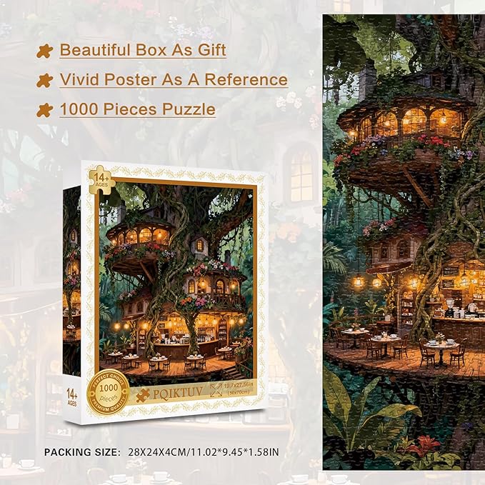 Puzzles for Adults 1000 Pieces Jigsaw Puzzles with Letters on Back Impossible Challenging Puzzle Treehouse Gifts for Women Men (27.56x19.7 Inch)