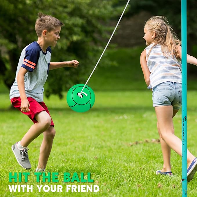Shappy Tetherball Soft Tether Balls and Rope Set Game Replacement Tetherball Set Rubber Tether Ball Equipment for Kids Adults Indoor Outdoor Playground Yard Backyard Play