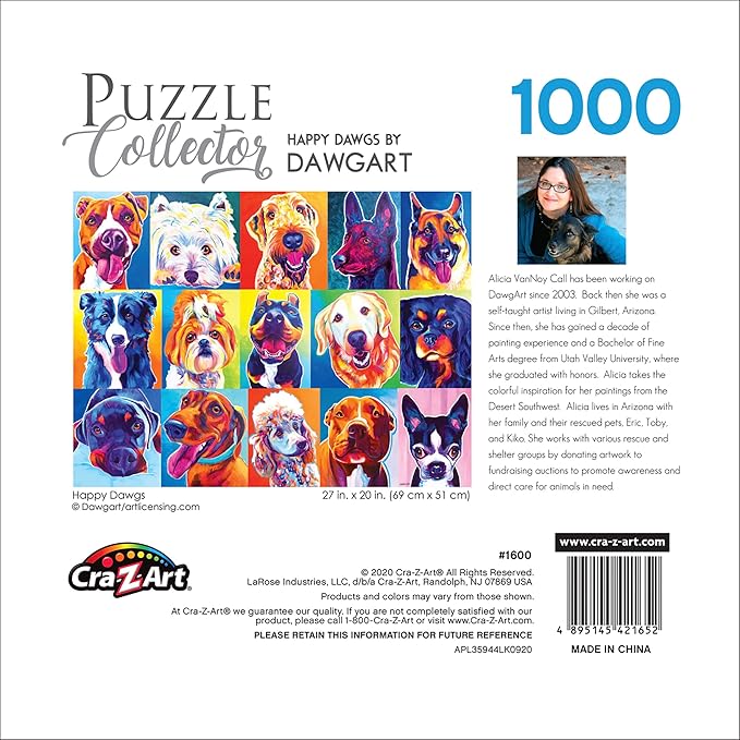 RoseArt - Puzzle Collector - Happy Dawgs - 1000 Piece Jigsaw Puzzle for Adults