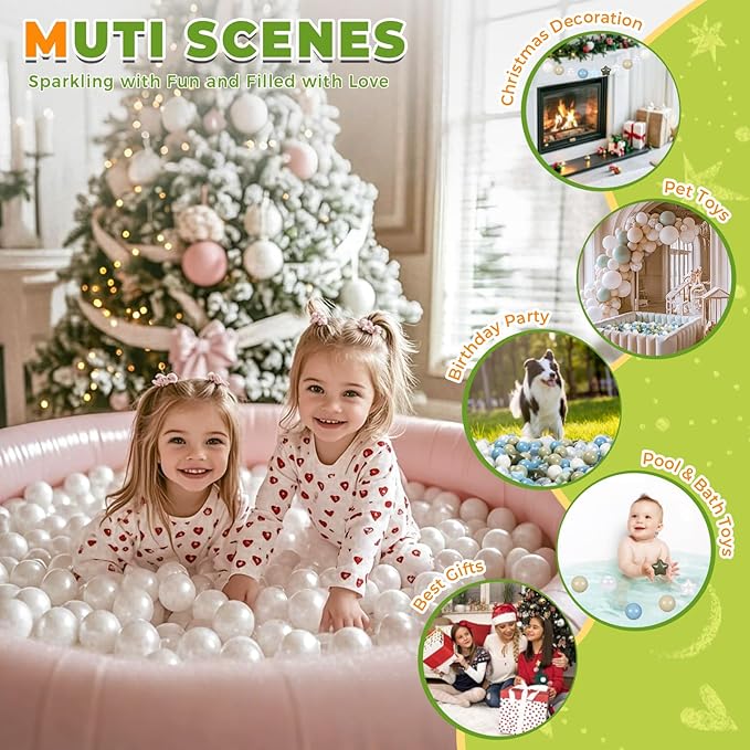 TRENDPLAY Star Ball Pit Balls for Toddlers -50 100 200 Count Star Balls Different Shapes, Non-Toxic Plastic Balls for Safe Play, Boys Girls Festival Party Decoration
