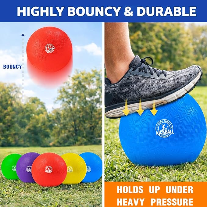 8.5 Inch Kickball Set, Dodgeballs 6 Pack,12 Pack,Playground Balls for Kids&Adults, Bouncy Balls Includes Pump and Storage Bag, Handball for Outdoor & Indoor Games, Boys and Girls Gift with Gift Box