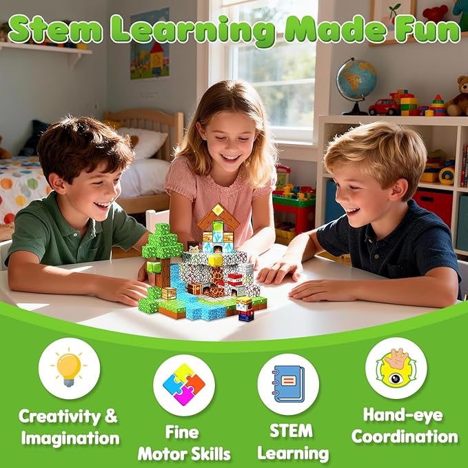 Magnetic Blocks, 100PCS Magnetic Building Blocks, Stacking Magnetic for Kids, Sensory Toy for STEM Constructions Magnetic Blocks for Boys Girls Age 3+, Holiday Birthday Gifts