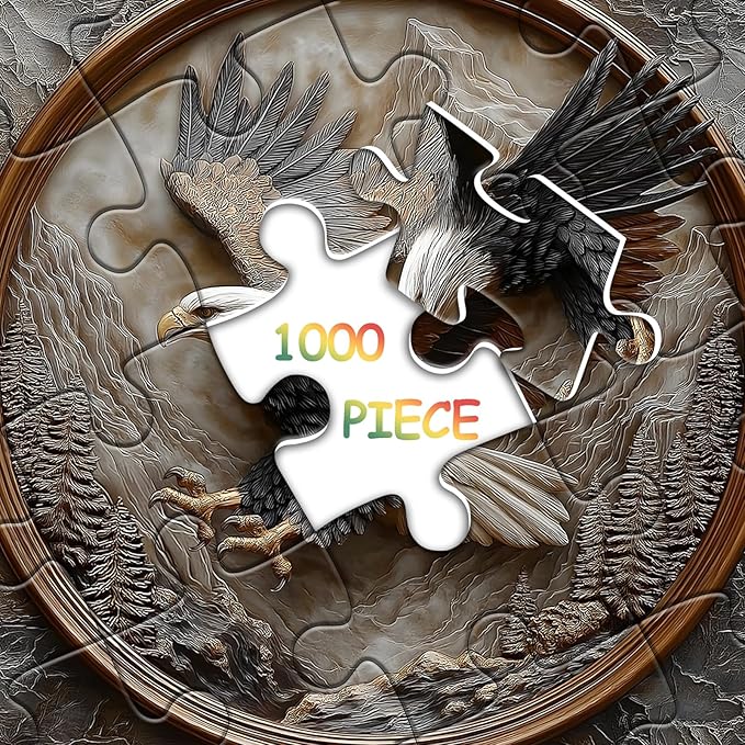 The Carved Eagle Puzzles for Adults 1000 Pieces, Mountain Forest Jigsaw Puzzles, Unique Bald Eagle Animal Puzzles, Hard Impossible Challenging Puzzles for Adults