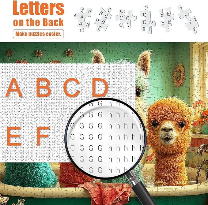 Llama Puzzles for Adults 500 Pieces - Cute Animal in Bathtub Jigsaw Puzzle, Colorful Alpaca Puzzles with Letters on Back, Challenging Hard Difficult Animal Bathing Puzzles as Thanksgiving Home Decor