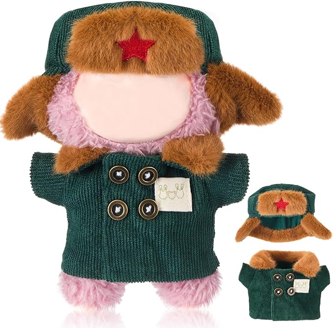 Simgoing 17cm Doll Clothes Pajamas Set with Pants Eye Mask Good Night Bedding Clothes Outfit Gifts Fits 17cm Dolls Accessories for DIY Dress up Lovers(Lei Feng Green Coat)