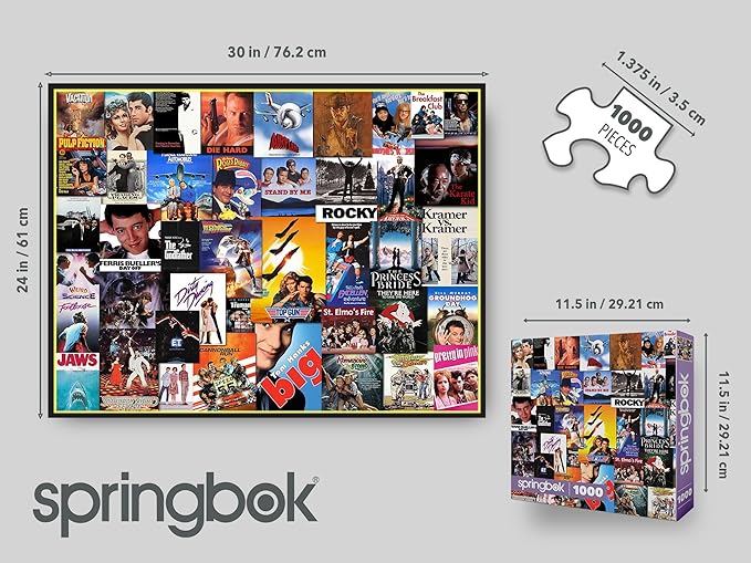 Springbok Going to The Movies 1000 Piece Jigsaw Puzzle for Adults Features a Photo Collage of Posters from Some of America's Favorite Films