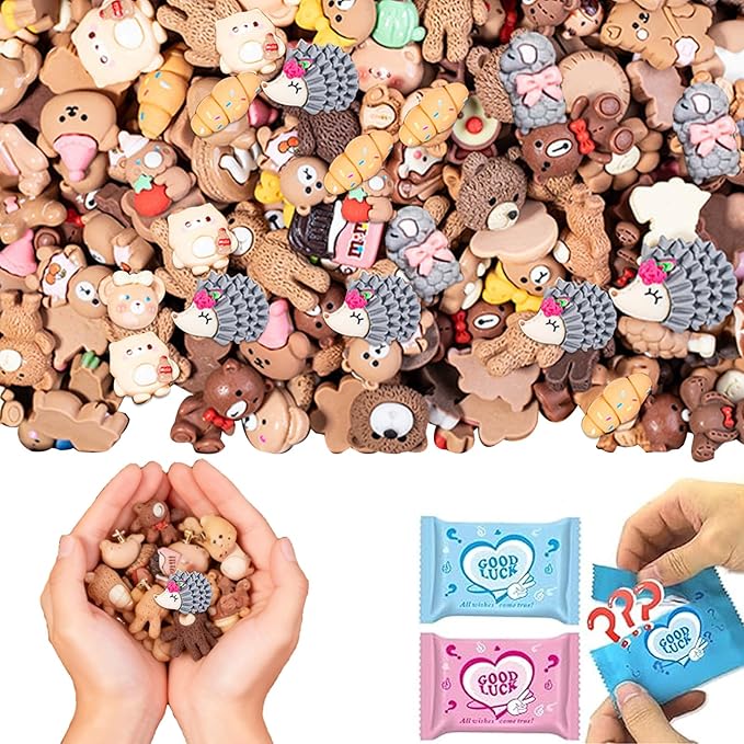 50 PCS Coffee Series Cartoon Resin Mystery Blind Bag – Mini Cute Figures for Kids Crafts, Tiny Random Toy Charms, DIY Phone Case Decorations, Surprise Collectible Resin Miniatures Variety Pack