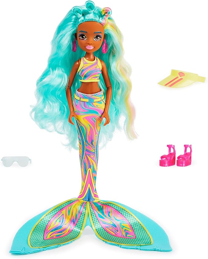 MERMAID HIGH, Spring Break Oceanna Mermaid Doll & Accessories with Removable Tail and Color Change Hair Streaks, Kids Toys for Girls Ages 4 and up
