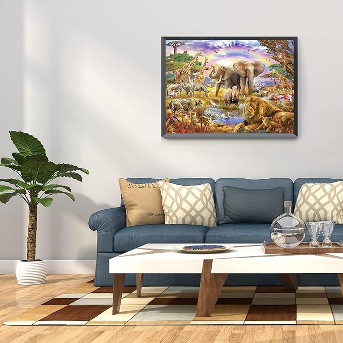 Jigsaw Puzzles 1000 Pieces African Animal Puzzles Animal World Jigsaw Puzzles for Adult Teens Kids Jungle Scene Jigsaw Puzzles Game Toy Gift Home Decoration